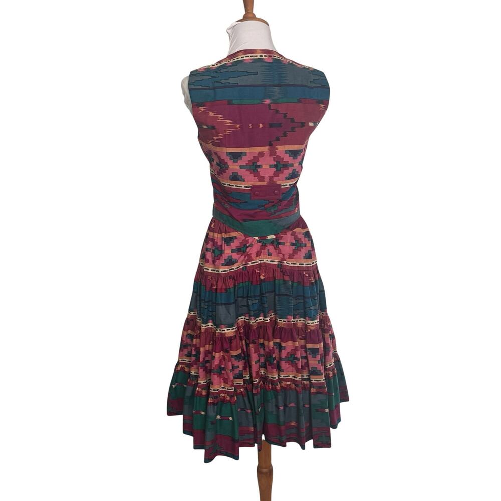Vintage 80s Southwestern Square Dance Set XXS Boho Western Skirt Vest - Picture 4 of 7